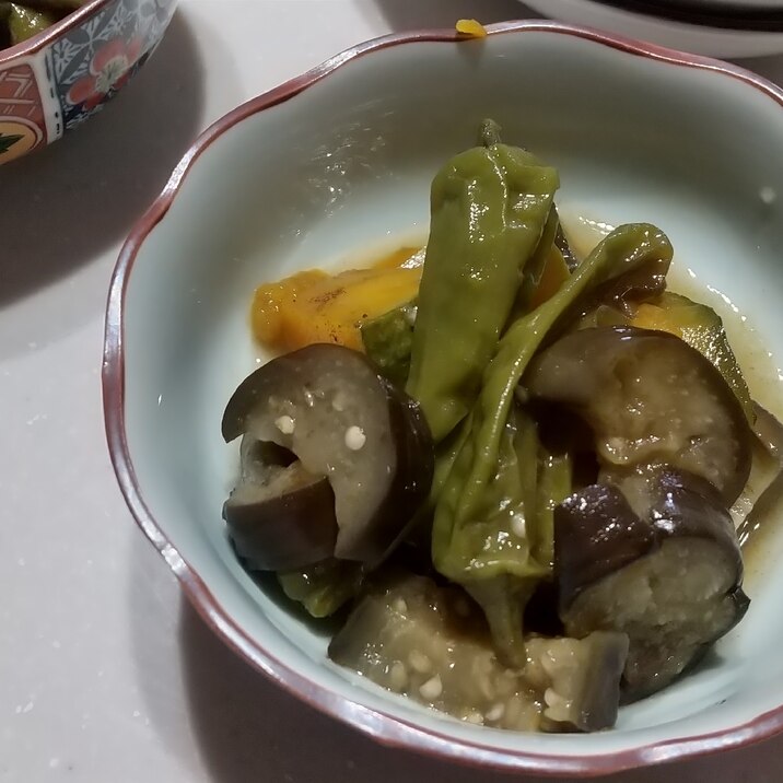 簡単に副菜！茄子南瓜ししとうの揚げ焼き煮